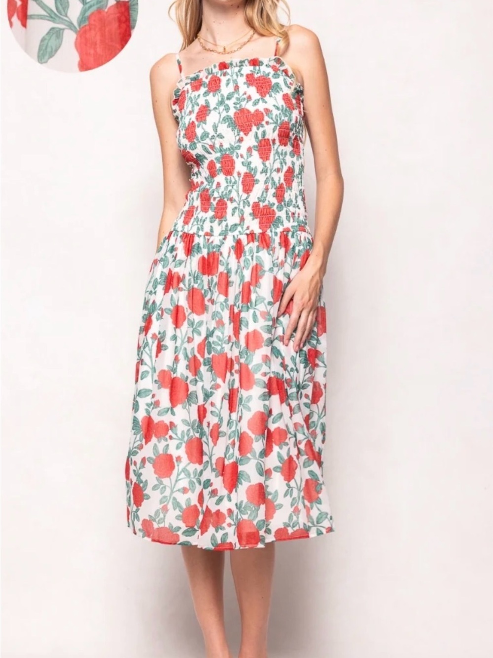 Ivy City Co Kimberly Dress Red Rose Floral